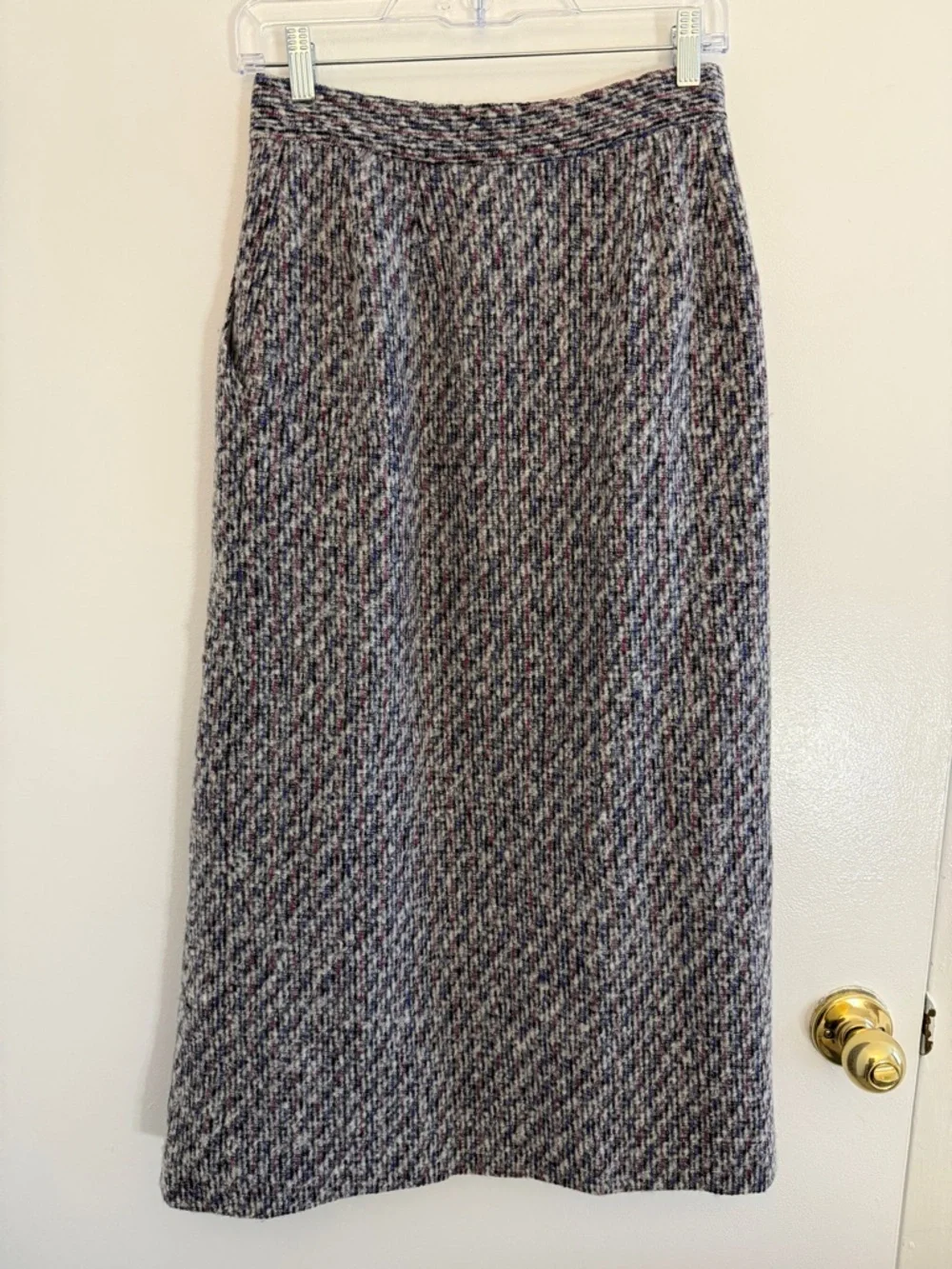 Christian Dior Vintage Women’s A-Line Midi Tweed Wool Gray Pleated Skirt Size 8 - Picture 4 of 8